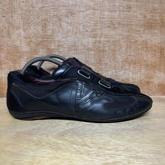 Valentino Garavani Italy Men Size 9 US, 42 EU Shoes Black Leather 2 Monk Strap - Picture 1 of 14